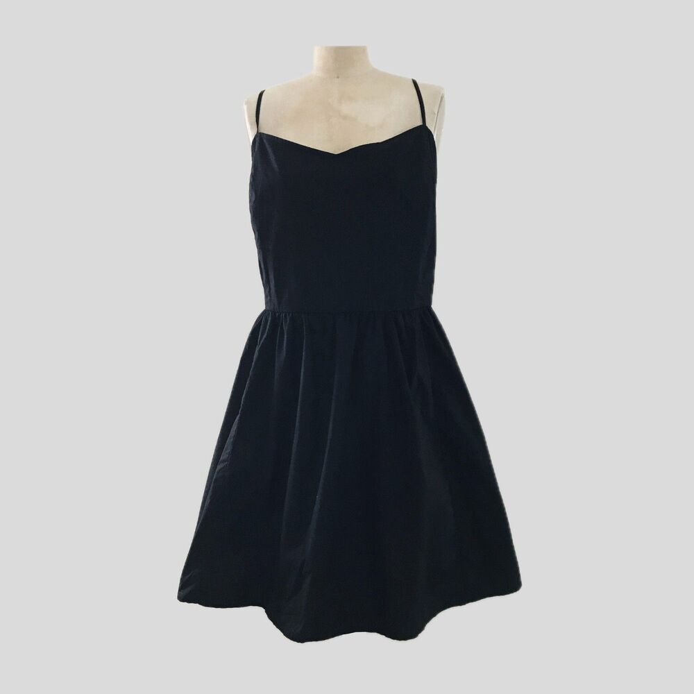 H&M Black Cotton Sleeveless Short Summer Flared Smocked Mini Dress Womens XL